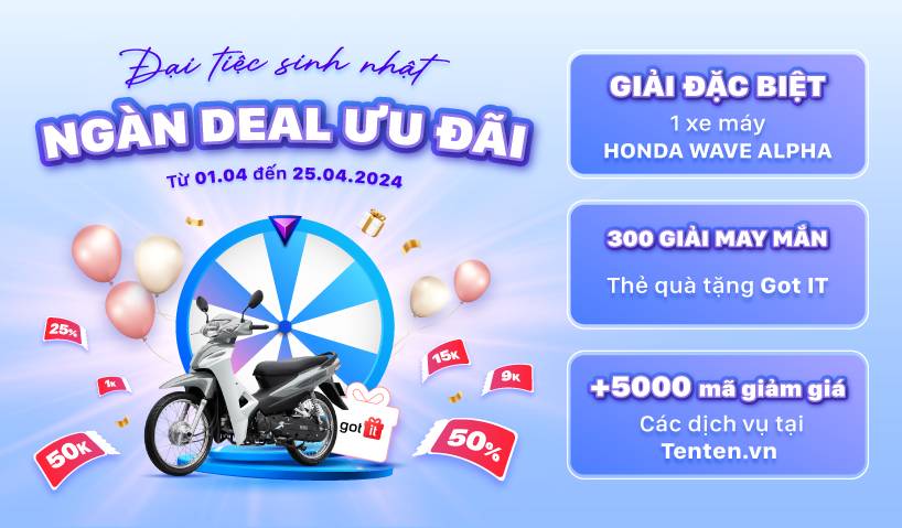 Bốc thăm may mắn trúng 01 xe máy HONDA WAVE ALPHA 110CC 2024