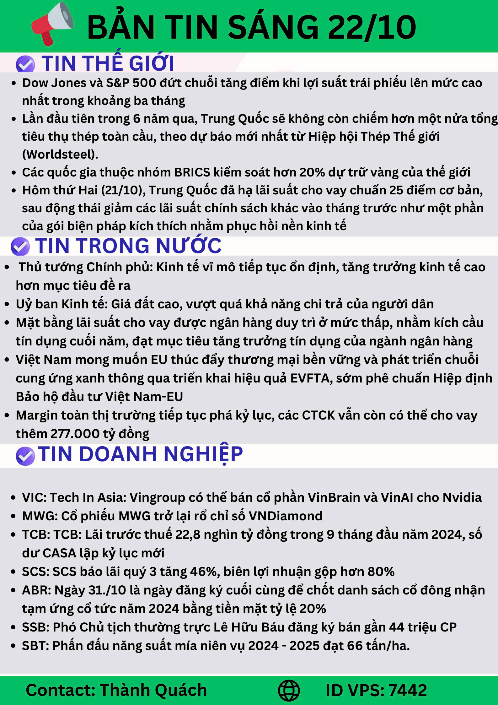 Thị trường chứng khoán ngày 22-10-2024