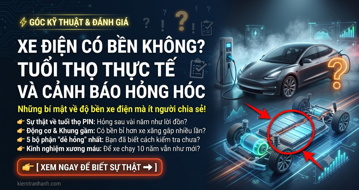 Xe điện có bền không? Tuổi thọ và bộ phận cần lưu ý. Xe điện có bền không? Tìm hiểu tuổi thọ pin, động cơ, hệ thống điện và những bộ phận cần bảo dưỡng để xe vận hành bền bỉ, an toàn.