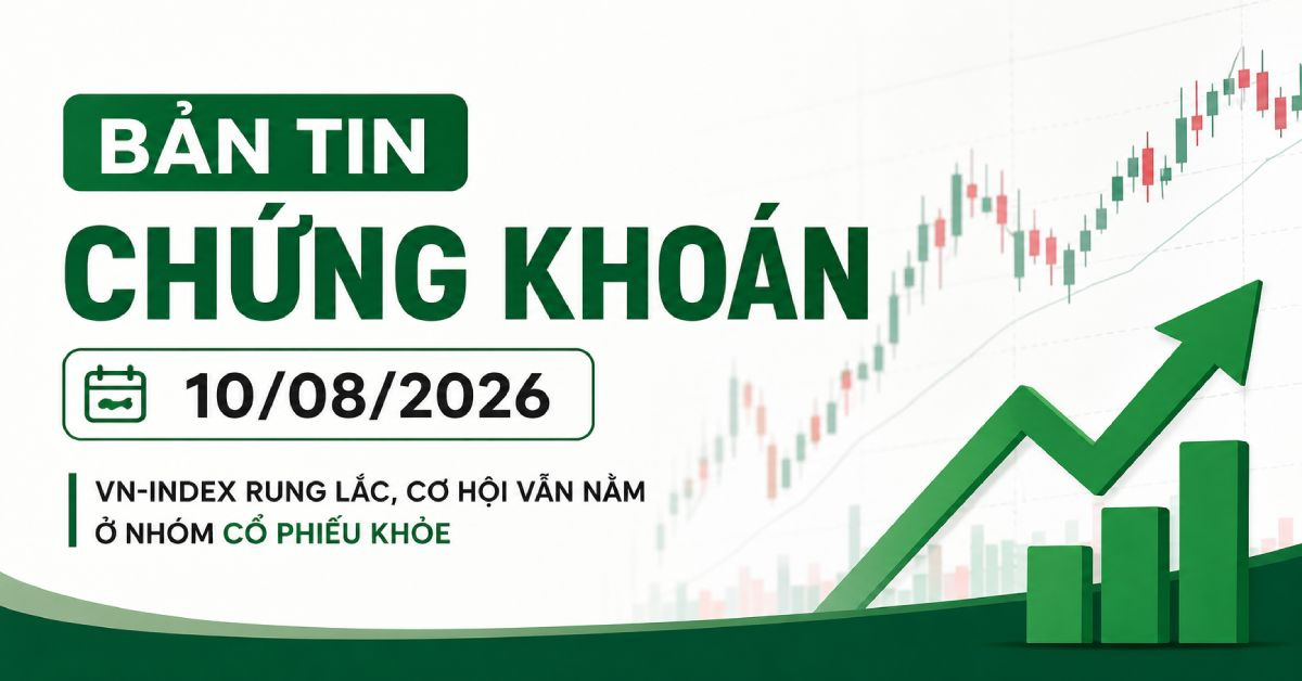 Bản tin chứng khoán 10/08/2026. Bản tin chứng khoán 10/08/2026: VN-Index rung lắc quanh vùng 1.750–1.790 điểm, cập nhật SSI, BSR, BID, VHM cùng loạt tin tức vàng, lãi suất và quốc tế đáng chú ý.