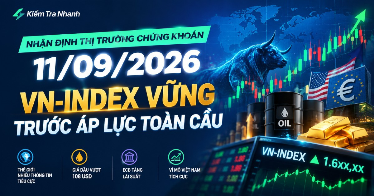 Nhận định thị trường chứng khoán 11/09/2026: VN-Index vững trước áp lực toàn cầu