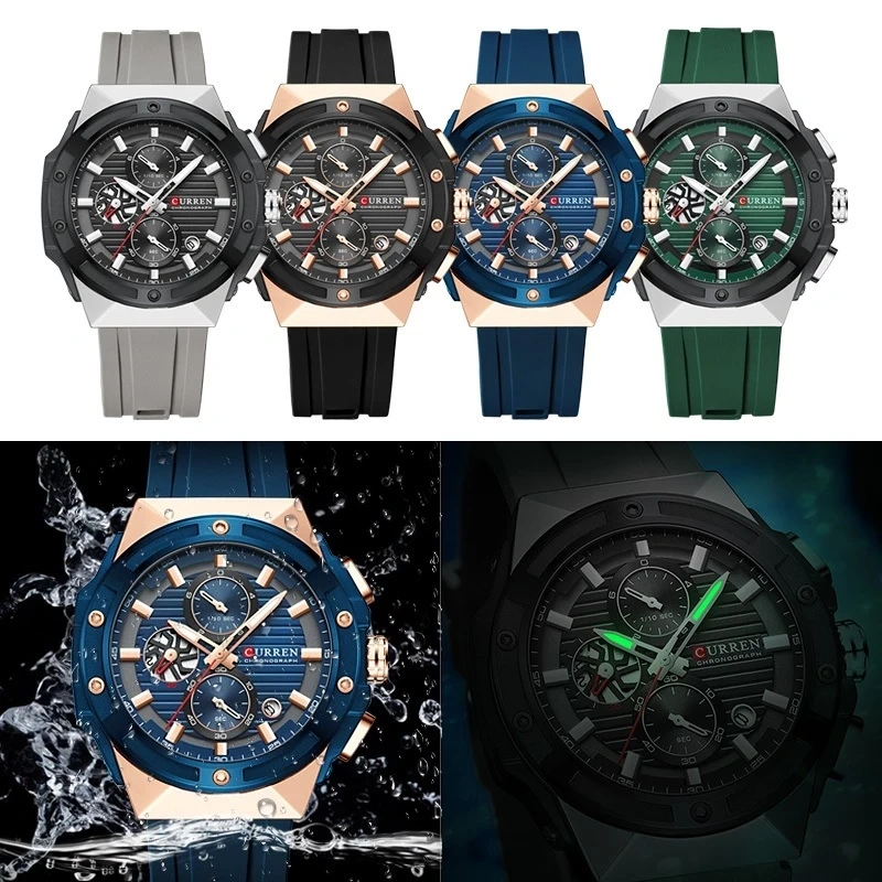 Đồng Hồ Quartz CURREN Đa Năng Với Dây Đeo Silicon Chống Thấm Nước 8442 XL 4