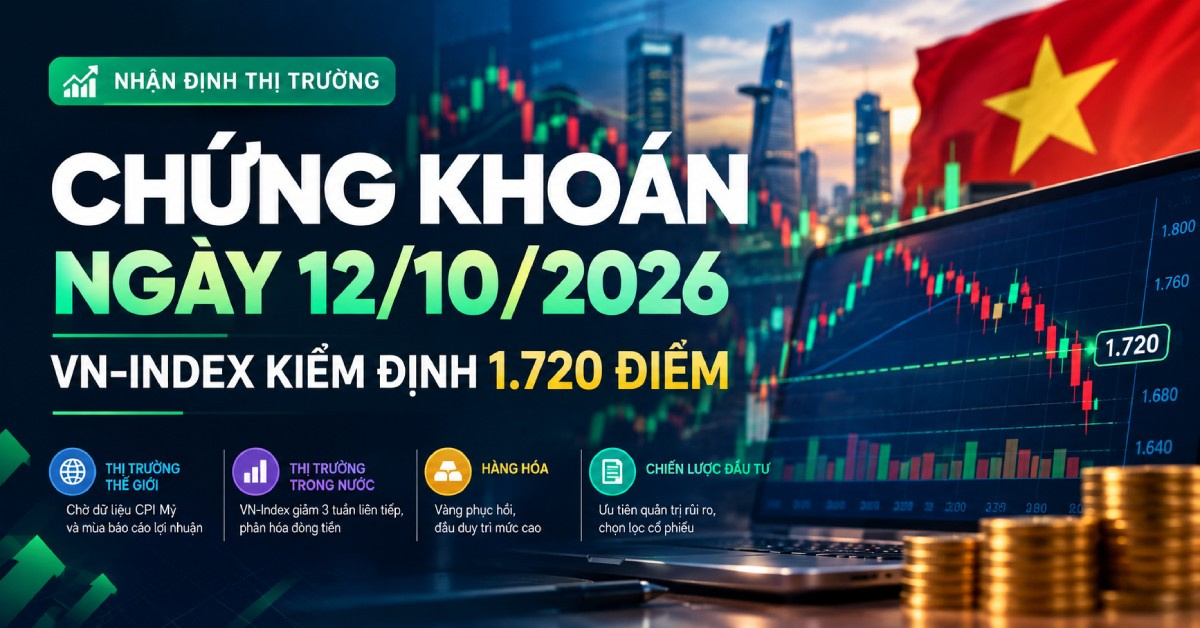 Nhận định chứng khoán 12/10/2026: VN-Index kiểm định 1.720 điểm