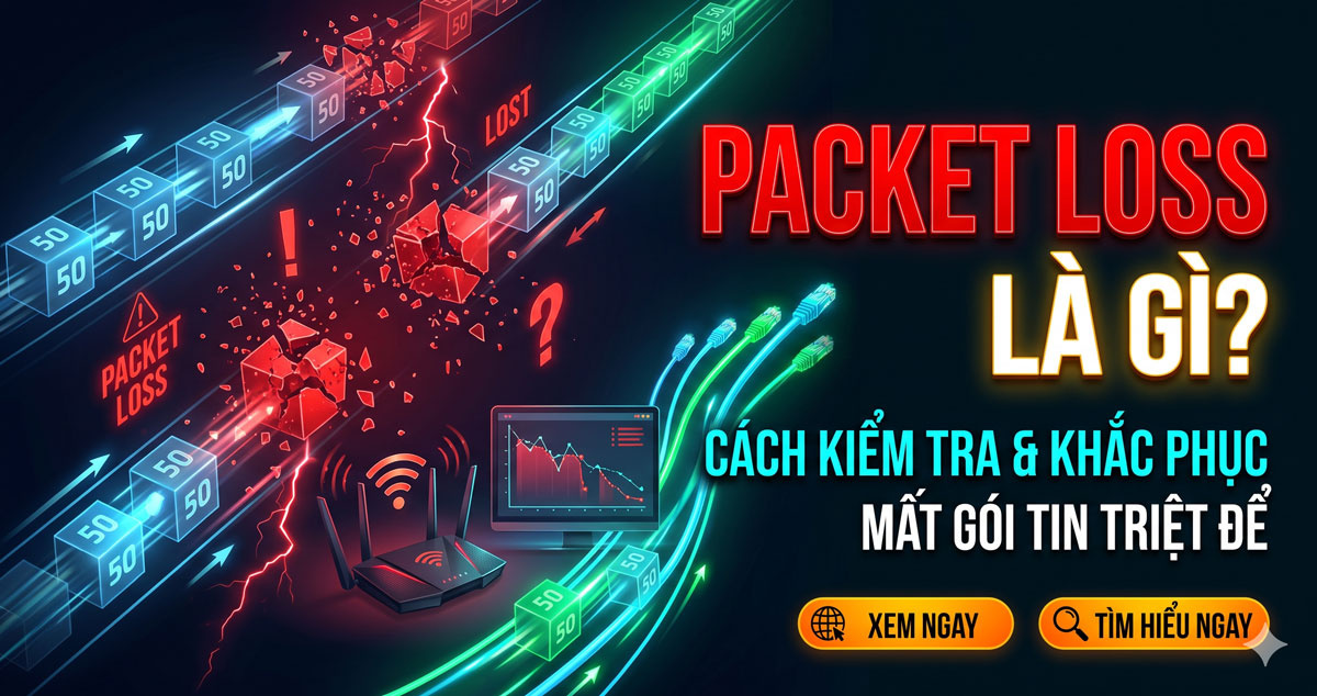 Packet Loss là gì? Cách kiểm tra và khắc phục mất gói tin. Packet Loss là gì? Tìm hiểu nguyên nhân gây mất gói tin, cách kiểm tra Packet Loss trên Windows và hướng dẫn khắc phục hiệu quả khi chơi game, làm việc trực tuyến.