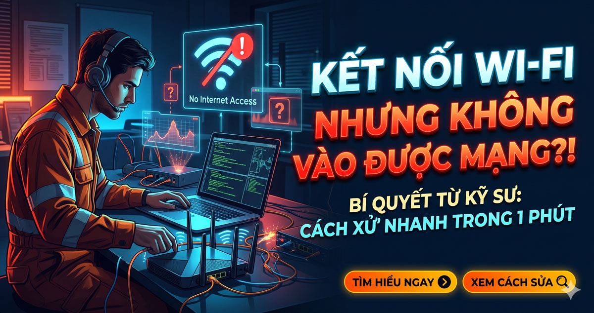 Không Vào Được Internet Dù Đã Kết Nối Wi-Fi: Cách Xử Lý. Không vào được Internet dù đã kết nối Wi-Fi? Khám phá nguyên nhân và 10 cách khắc phục lỗi mạng trên máy tính, điện thoại nhanh chóng, hiệu quả.