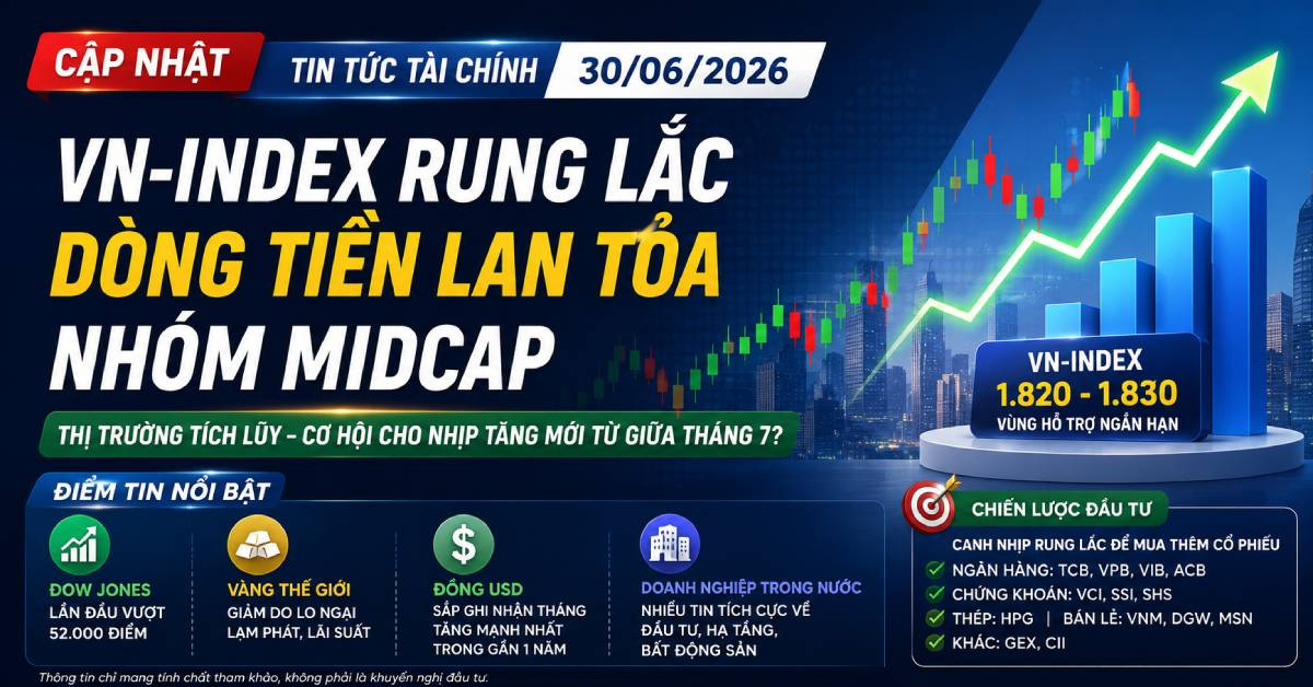 Nhận định chứng khoán 30/06/2026: VN-Index rung lắc, cơ hội tích lũy trước nhịp tăng mới