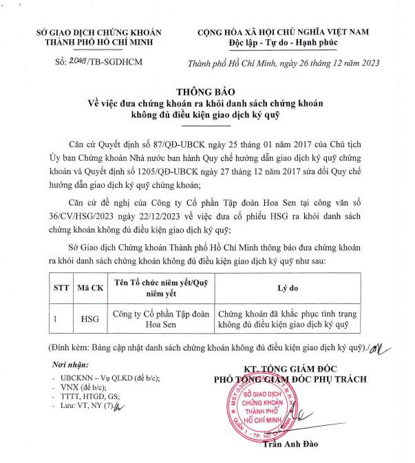 0-Cổ phiếu HSG ch&iacute;nh thức được HOSE cho giao dịch k&yacute; quỹ trở lại