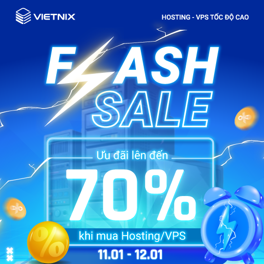 Vietnix giảm giá tới 70% các gói dịch vụ hosting, VPS.