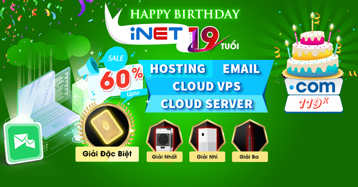 Khuyến mãi hosting khủng. Ưu đãi đến 60% cho tất cả các dịch vụ