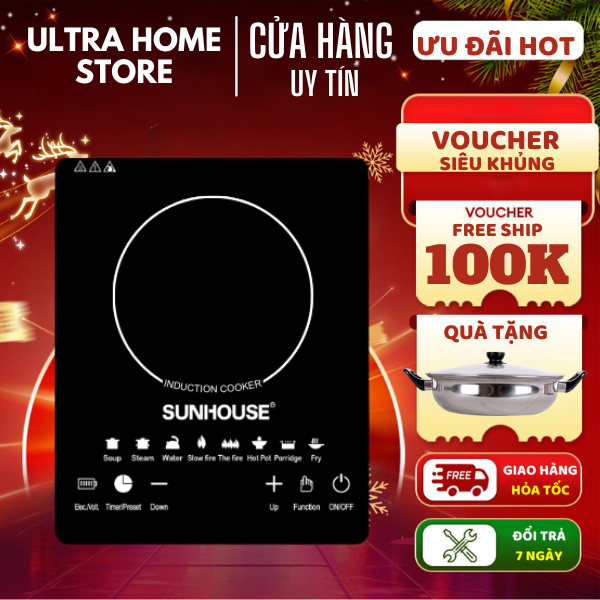 Bếp Từ Cảm Ứng SUN HOUSE 2200W Kèm Nồi Giá Rẻ Chính Hãng