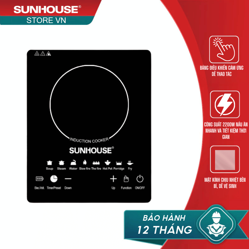 Bếp Từ Cảm Ứng SUNHOUSE 2200W Kèm Nồi Giá Rẻ Nhất