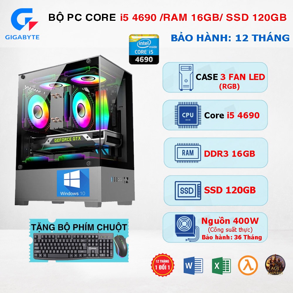 Bộ PC Core i5 4690 RAM 16GB SSD 120GB Giá Rẻ Chính Hãng