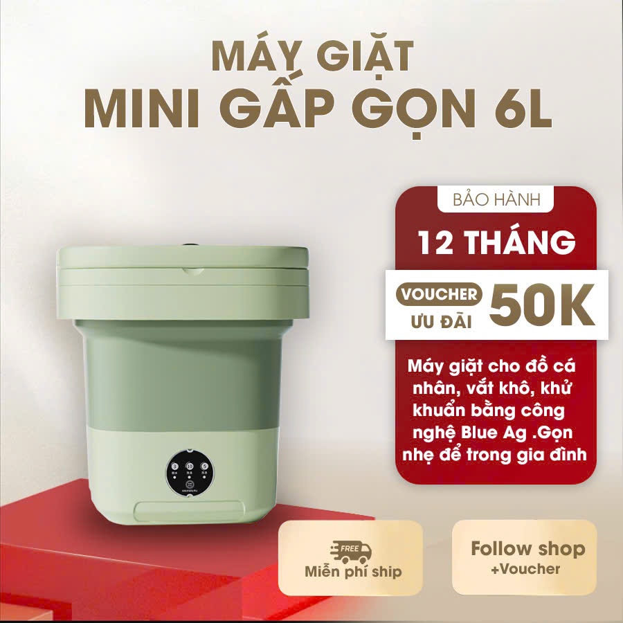 Máy Giặt Mini Gấp Gọn 6L Giá Rẻ - Giặt Đồ Lót, Tất Vớ, Đồ Bé Tiện Lợi