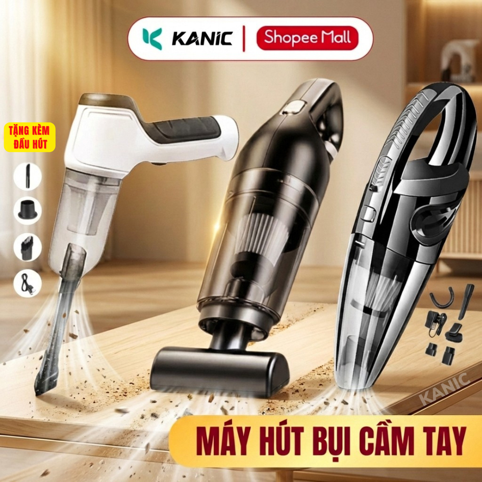 Máy hút bụi mini cầm tay KANIC không dây lực hút mạnh 6000Pa giá rẻ
