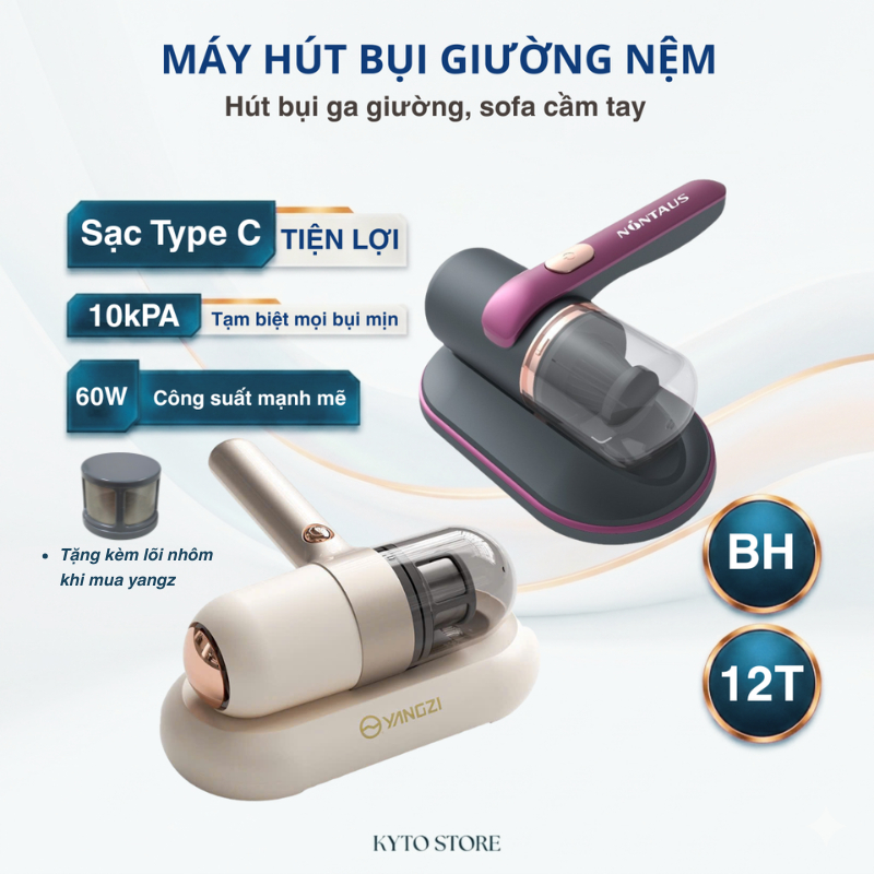 Máy Hút Bụi Giường Nệm Cầm Tay KYTO Không Dây UV Sạc Type-C Giá Tốt
