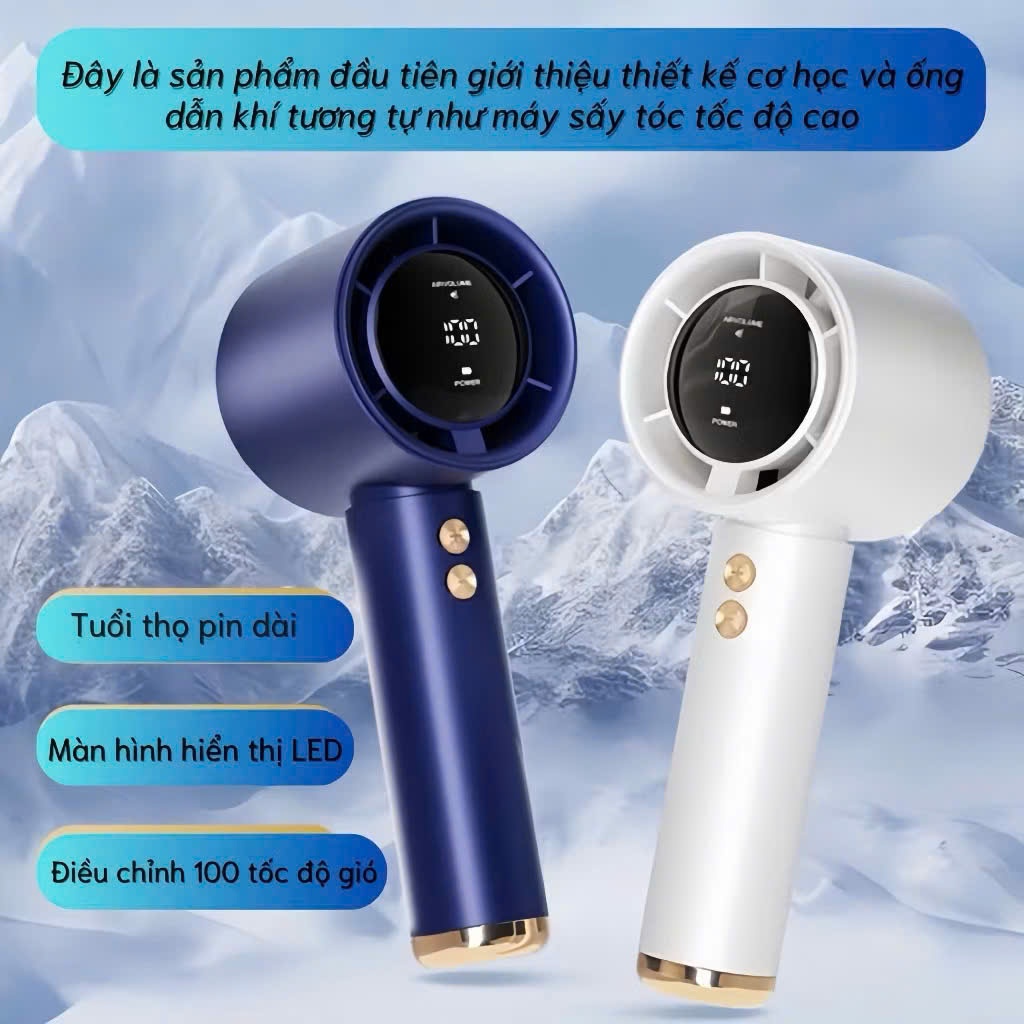 Quạt Cầm Tay Turbo 100 Tốc Độ Pin 5000mAh Giá Rẻ Chính Hãng