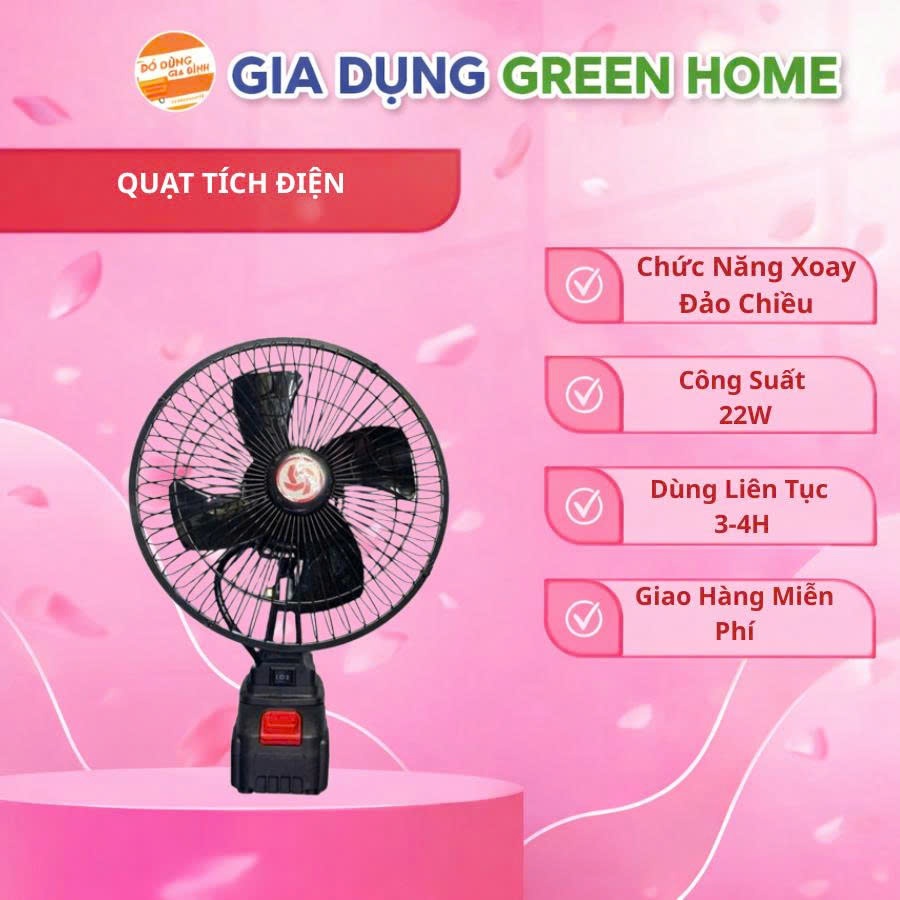 Quạt Tích Điện 2 Mức Gió 8 Inch Pin 10 Cell Giá Rẻ Bảo Hành 12 Tháng