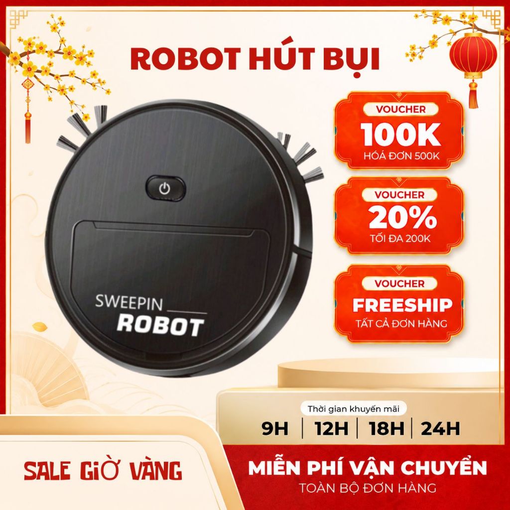 Robot Hút Bụi Lau Nhà Thông Minh SWEEPIN Giá Rẻ, Tự Động Làm Sạch Nhà Cửa